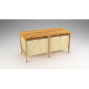 Rkkebnk 165 x 75 cm, med skab